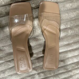INC International Concepts Women's Nude and Clear Heels